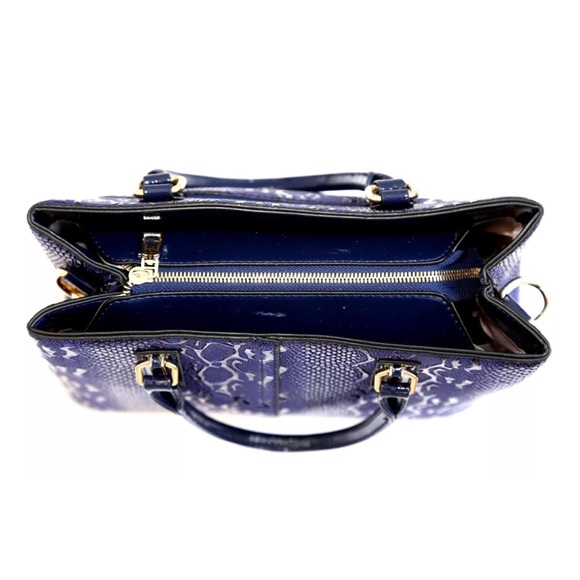 The Leona Blue Crocodile Embossed Handbag - Picture 6 of 7